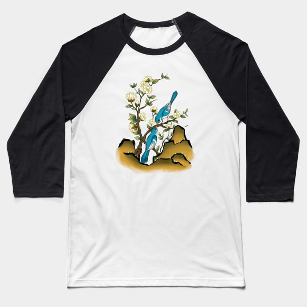 Minhwa: 2 Titmouses C Type (Korean traditional/folk art) Baseball T-Shirt by koreanfolkpaint